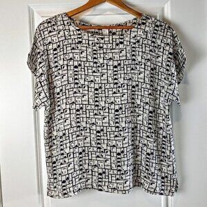 Vintage Buscemi Pure Silk Print Short-Sleeve Top